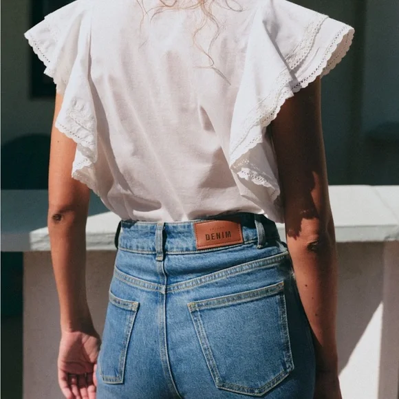 Sezane Deven White Ruffled Blouse 10 - Picture 2 of 6